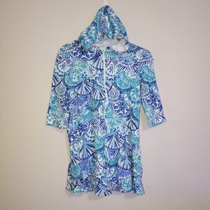 LILLY PULITZER GIRLS 12/14 SWIMSUIT COVER UP BLUE AND WHITE